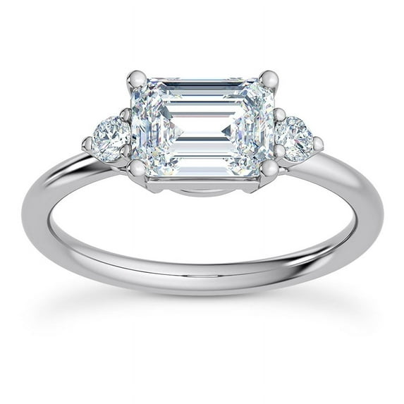 Bow Jewelry 1.6 Ct Cushion Cut Moissanite Three Stone Engagement Ring - 14K White Gold Ring for Her - Women’s Wedding Jewelry - Elegant Moissanite Gift