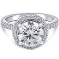 thumbnail image 1 of Bow Jewelry 1.6 Ct Moissanite Ring - 14K White Gold Plated East West Tension Set Engagement Wedding Ring - Emerald Cut Jewelry - Proposal Gift, 1 of 3