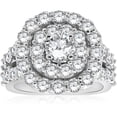 thumbnail image 1 of Bow Jewelry 1.6 Ct Oval Cut Moissanite Engagement Ring - 14K White Gold Plated Bezel Set Halo Design - Women Wedding Ring - Commitment Jewelry for Forever Love, 1 of 3