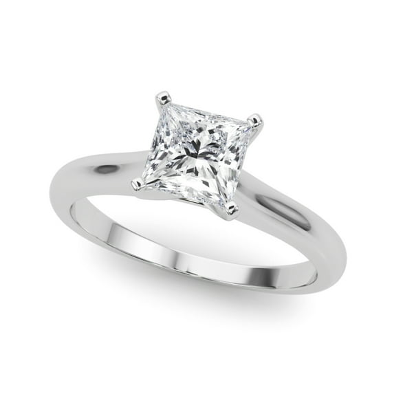 Bow Jewelry 1.6 Ct Princess Cut Moissanite Engagement Ring - 14K White Gold Plated Wedding Ring - Captivating Solitaire Proposal Ring for Women - An Inspired Start to Forever