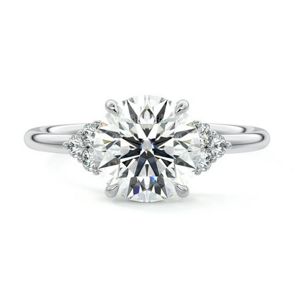 Bow Jewelry 1.6 Ct Round Cut Moissanite Solitaire Ring for Women's - 14K White Gold Plated Engagement Wedding Ring - Party Wear Moissanite Ring
