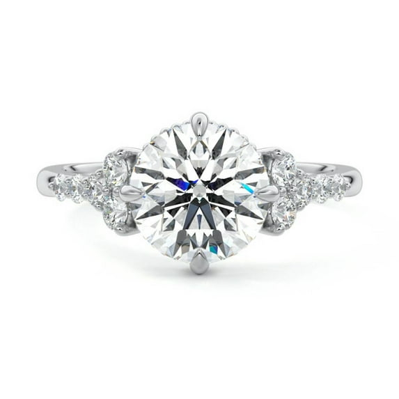Bow Jewelry 1.7 Ct Round Cut Lab Grown Moissanite Anniversary Ring - 14K White Gold Plated Engagement Ring - Women's Moissanite Ring - Wedding Anniversary Gift - Christmas Presents