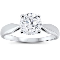 Bow Jewelry 1.7 Ct Round Cut Moissanite Engagement Ring - 14K White Gold Plated Split Shank Wedding Ring - Elegant Bridal Jewelry for Her