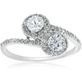 thumbnail image 1 of Bow Jewelry 1.7 Ct Round Cut Moissanite Ring - Knife Edge Shank Solitaire with Accent in 14K White Gold Plated - Elegant Anniversary Ring for Her, 1 of 3