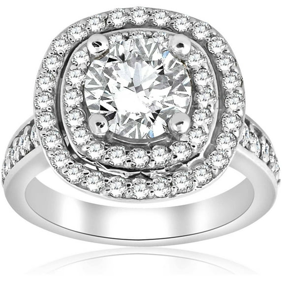 Bow Jewelry 1.8 Ct Emerald Cut Moissanite Ring - Split Shank Solitaire with Accent - 14K White Gold Plated Engagement Ring - Proposal Jewelry for Women