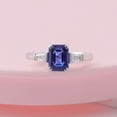 thumbnail image 1 of Bow Jewelry 1.87 Ct Elongated Emerald Cut Moissanite Rings - 14K White Gold Plated Modern Engagement Rings - Stunning Mid Century Birthstone Design - A Gorgeous Anniversary Gift for Women's, 1 of 9