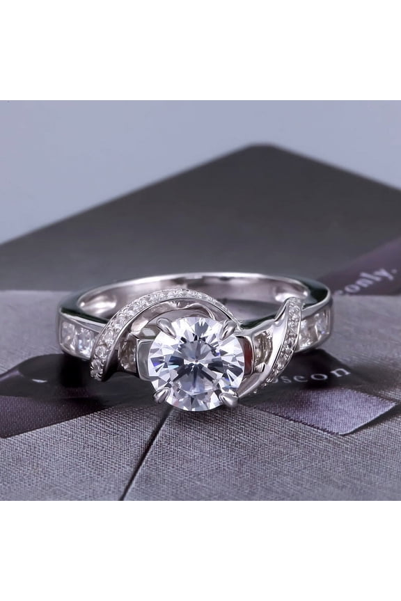 ry 1.87 Ct Round Cut Moissanite Ring - 14K White Gold Plated - Stunning Swing Ring for Engagement and Wedding - Multi Moissanite Ring - Birthday Gifts