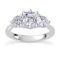 thumbnail image 1 of Bow Jewelry 1.9 Ct Asscher Cut 3-Stone Engagement Wedding Ring - 14K White Gold Plated Moissanite Trilogy Ring for Women - Bridal Ring with Prong Setting - Wedding Gift, 1 of 3
