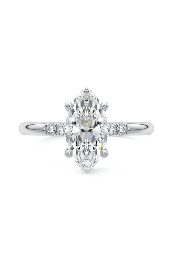 ry 1.9 Ct Marquise Cut Moissanite Ring - 14K White Gold Plated Gift Rings - Solitaire Christmas Gift for Her - Engagement Wedding Jewelry for Women's - Proposal Ring