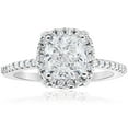 thumbnail image 1 of Bow Jewelry 1.9 Ct Princess Cut Moissanite Engagement Ring - 14K White Gold Plated Ring - Solitaire with Accent Moissanite for Women - Gift for Her - Stunning Special Occasion Jewelry, 1 of 3