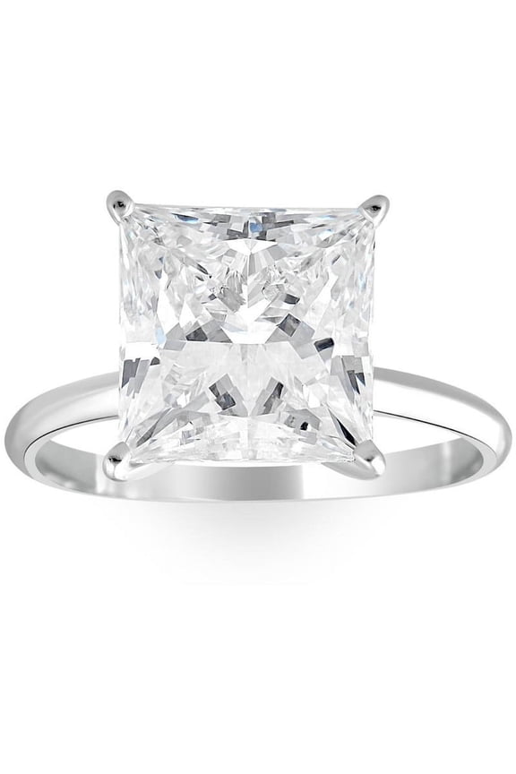ry 1.9 Ct Round Cut Moissanite Solitaire Engagement Ring - 14K White Gold Plated Wedding Ring for Women - Elegant Sweeping Bridge Style - Romantic Proposal Gift