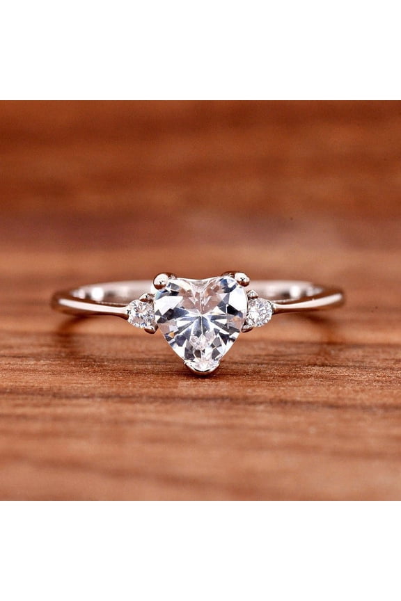 ry 1.91 Ct Heart Cut Prong Set Moissanite Ring - 14K White Gold Plated Rings - Engagement Rings - Heart Shape Proposal Ring - Perfect Christmas Gifts for Her - Ideal New Year Gift