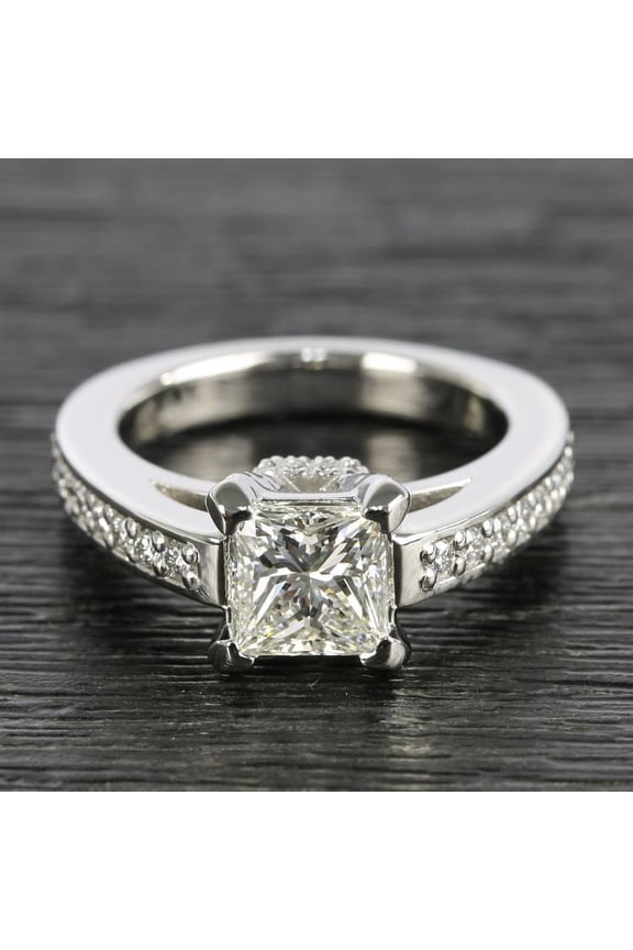 ry 1.97 Ct Princess Cut Moissanite Ring - Crafted in 14K White Gold Plated - Stunning Solitaire with Accent Ring - Engagement Wedding Ring - Celebrate Your Love with Timeless Elegance