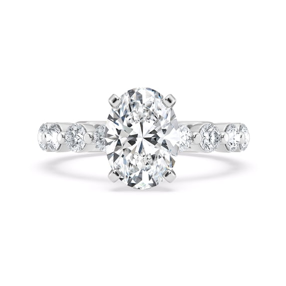 Bow Jewelry 14K White Gold Plated 1.6 Ct Moissanite Oval Cut Engagement Ring - Elegant Solitaire Ring for Women - Perfect Proposal Jewelry - Gift for Any Occasion