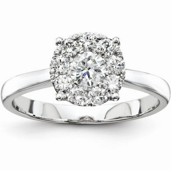 Bow Jewelry 14K White Gold Plated 1.8 Ct Brilliant Round Cut Accent Solitaire Engagement Ring - Eternity Wedding Band for Women - Romantic Gift for Her