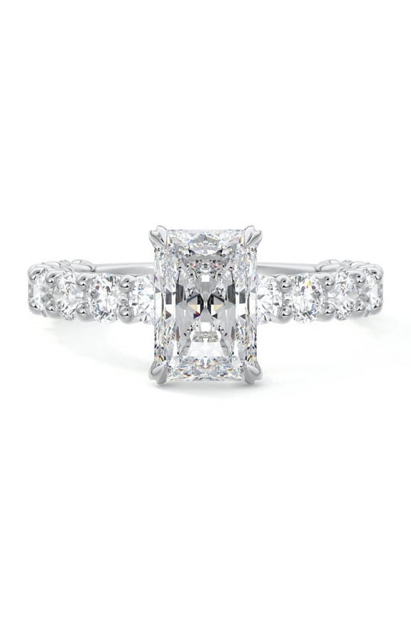 ry 14K White Gold Plated 1.9 Ct Princess Cut Moissanite Ring - Multi Moissanite Ring for Women - Unique Christmas Gift for Her - Promise Gift