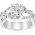 thumbnail image 1 of Bow Jewelry 14K White Gold Plated 2 Ct Moissanite Ring - Princess Cut Solitaire with Accent - Elegant Bypass Style Engagement Ring for Women, 1 of 3