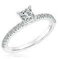 thumbnail image 1 of Bow Jewelry 14K White Gold Plated 2 Ct Radiant Cut Moissanite Ring - Beautiful Engagement Ring - Gift for Her - Dazzling Moissanite Ring - Solitaire with Accent Ring for Special Occasions, 1 of 3