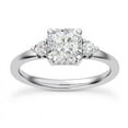 thumbnail image 1 of Bow Jewelry 14K White Gold Plated - Cushion Cut 3-Stone Engagement Wedding Ring - Hidden Halo Cathedral Shank Lab-Created Moissanite Ring for Women - Timeless Engagement Ring, Perfect Proposal Gift, 1 of 3