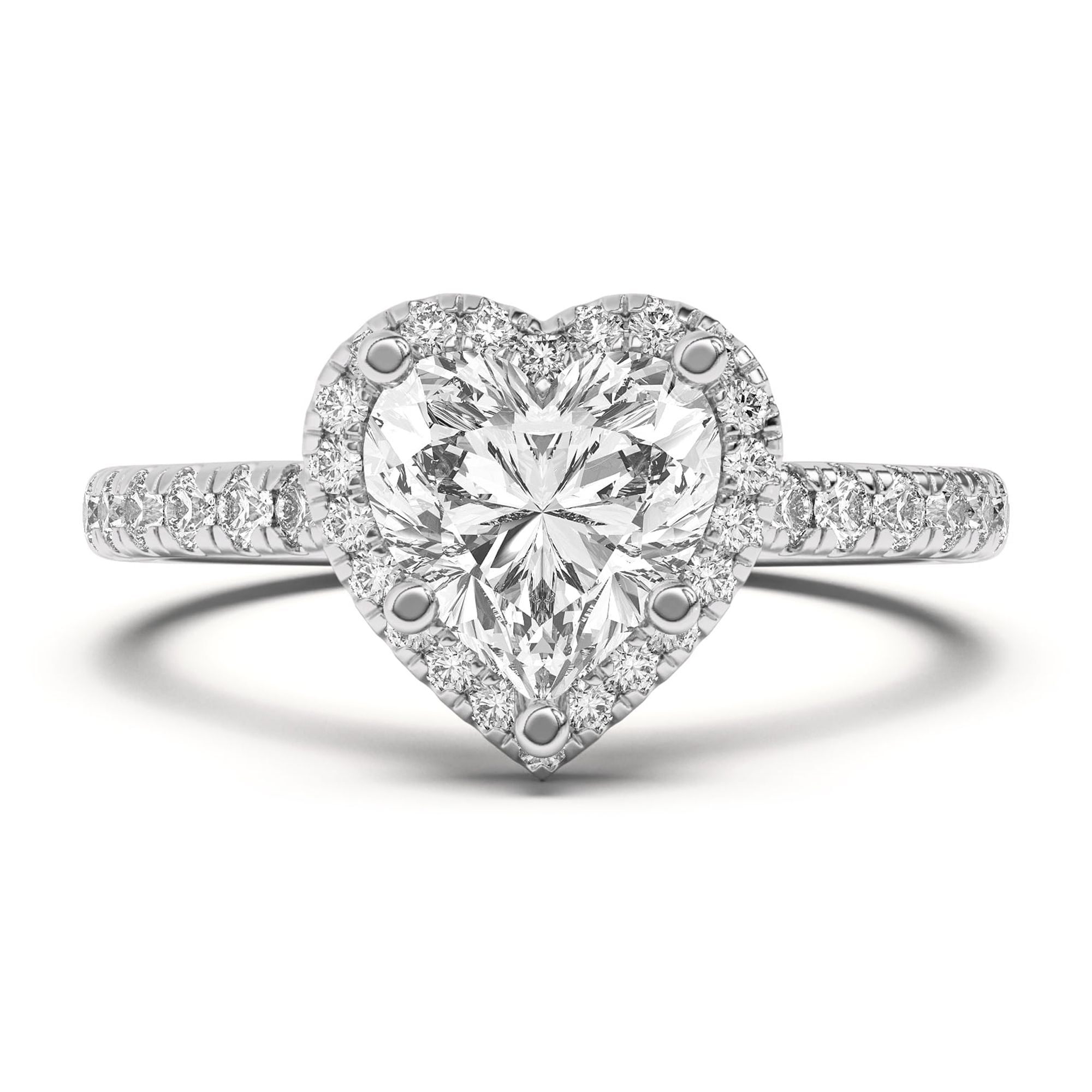 Bow Jewelry 14K White Gold Plated Engagement Ring - 1.5 Ct Heart Cut ...