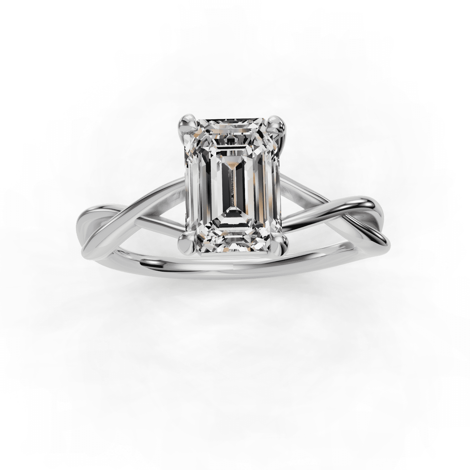 Bow Jewelry 14K White Gold Plated Engagement Ring - 1.8 Ct Emerald Cut ...
