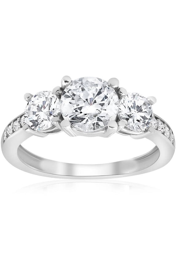 ry 14K White Gold Plated Ring - 1.4 Ct Round Cut Moissanite Engagement Ring with Moissanite Bridge - Elegant Wedding Ring - Gift Idea for Her