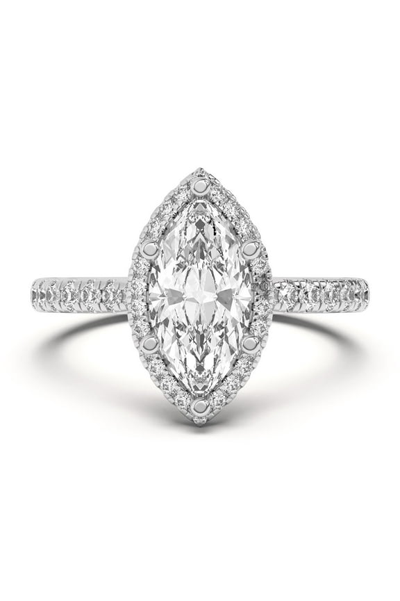 ry 14K White Gold Plated Ring - 1.7 Ct Marquise Cut Moissanite Engagement Ring - Classic Wedding Ring for Women - Great Gift for Love Milestones - A Promised Memory for Her