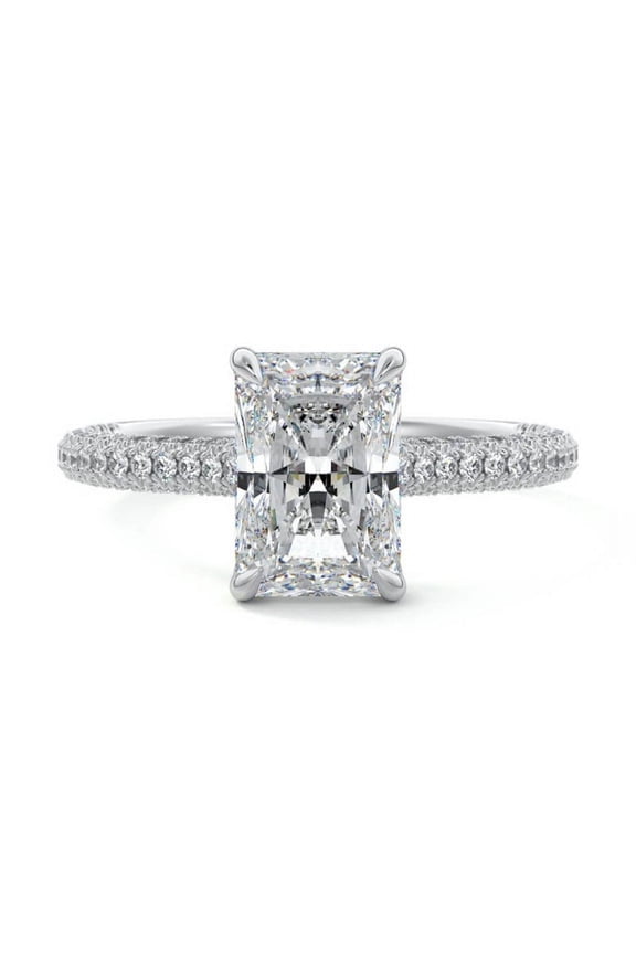 ry 14K White Gold Plated Ring - 2.1 Ct Radiant Cut Moissanite Ring for Her - Engagement Wedding Anniversary Jewelry Gift - Special Holiday Present