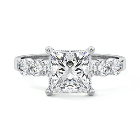 Bow Jewelry 14K White Gold Plated Ring - Solitaire 1.8 Ct Princess Cut Moissanite Ring - Wedding Engagement Jewelry for Women's - Gorgeous Anniversary Gift - Graduation Gift
