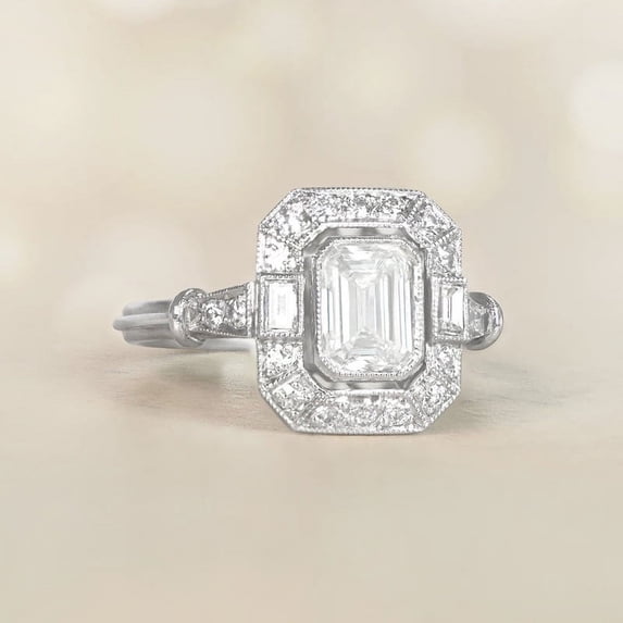 Bow Jewelry 14K White Gold Plated Vintage Engagement Ring - Vintage Jewelry - 1.87 Ct Emerald Cut Moissanite Ring - Retro Wedding Ring - Beautiful Special Occasion Ring
