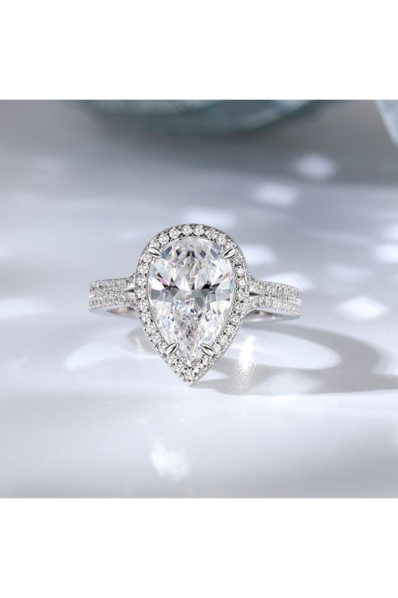 ry Pear Cut 1.97 Ct Excellent Moissanite Wedding Anniversary Ring - 14K White Gold Plated Promise Rings - Engagement Rings for Women's - Christmas Special Gift - Daily Wear Fine Jewelry
