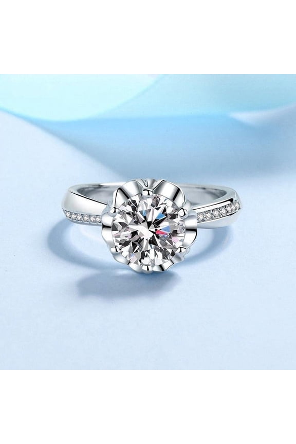ry 14K White Gold Plated Women's Ring - 1.97 Ct Round Cut Moissanite Ring for Gift - Engagement Promise Ring - Proposal Delicate Ring - Christmas Gifts for Her - Causal Daily Wear Ring