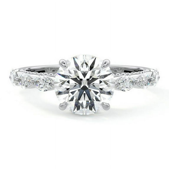 Bow Jewelry 2.1 Ct Cushion Cut Moissanite Engagement Ring for Women's - 14K White Gold Plated Wedding Anniversary Ring - Proposal Ring