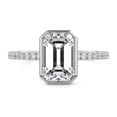 thumbnail image 1 of Bow Jewelry 2.1 Ct Emerald Cut Moissanite Ring - 14K White Gold Plated Engagement Wedding Ring for Women - Party Wear Special Occasion Ring, 1 of 3