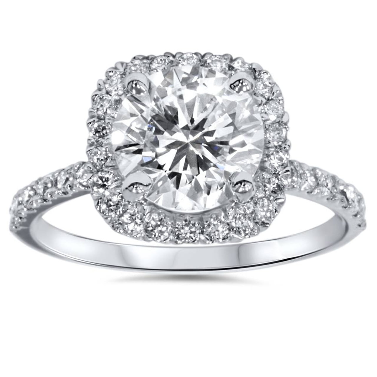 Bow Jewelry 2.1 Ct Oval Cut Moissanite Ring - 14K White Gold Plated ...
