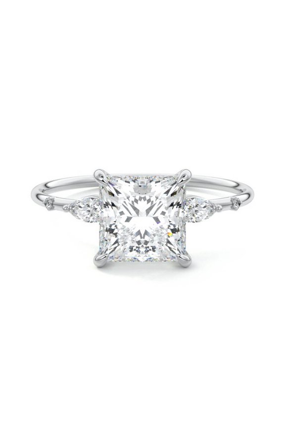 ry 2.1 Ct Princess Cut Lab Moissanite Ring - 14K White Gold Plated - Party Wear Engagement Wedding Ring for Women's - Christmas Special Gift for Women's