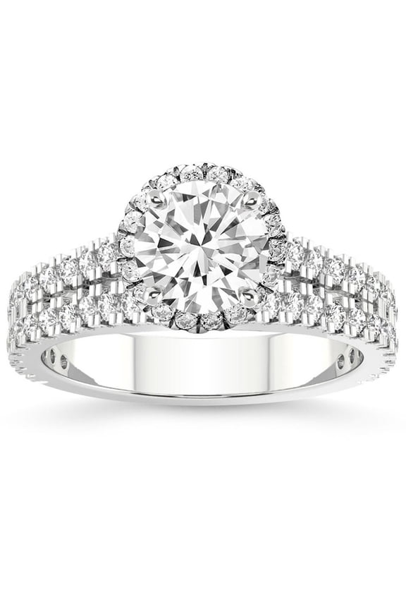 ry 2.1 Ct Princess Cut Moissanite Ring - 14K White Gold Plated Cathedral Engagement Setting for Women - Elegant Solitaire Style - A Gift for Life’s Special Occasions or Milestones