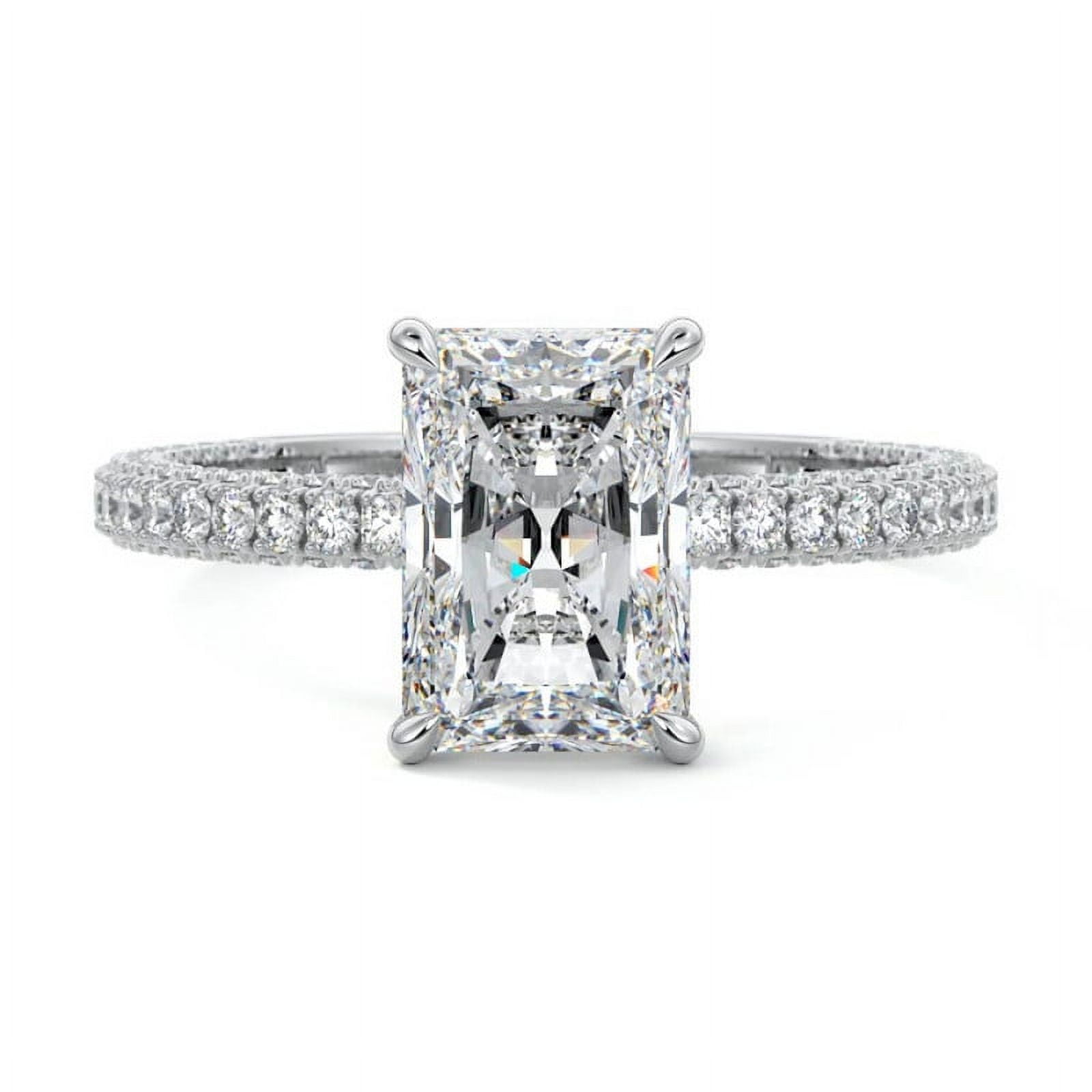 Bow Jewelry 2 Ct Radiant Cut Moissanite Wedding Ring - 14K White Gold ...