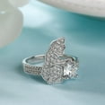 thumbnail image 1 of Bow Jewelry Bypass Moissanite Cute Cat Rings for Animal Lover - Moissanite Round Cut 1.18 Ct Moissanite Rings for Women's - 14K White Gold Plated Rings - Kitty Cat Rings - Best Gift for Cat Lovers, 1 of 8