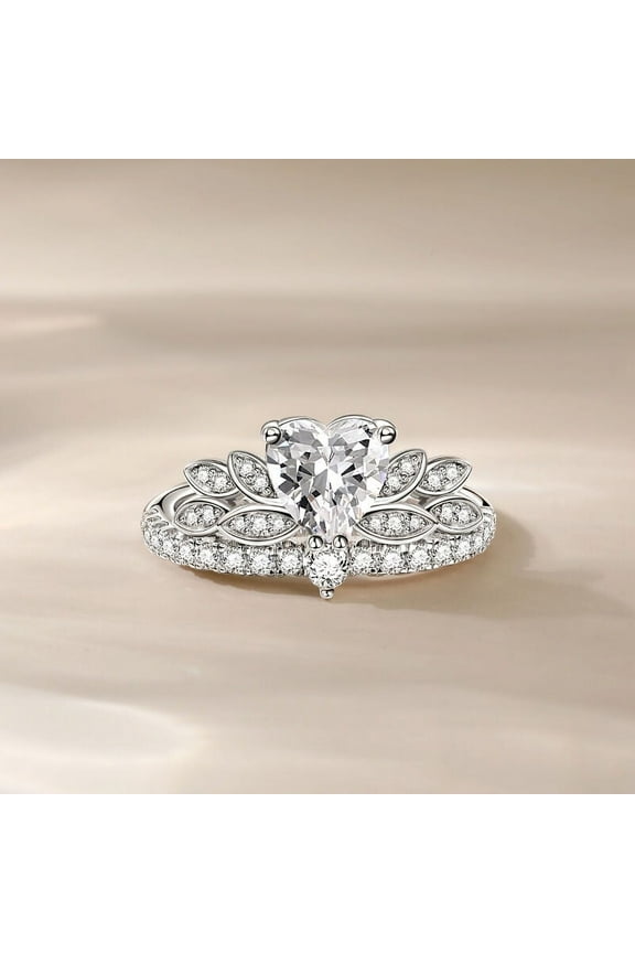 ry Heart Cut Excellent 1.57 Ct Moissanite Ring's - 14K White Gold Plated Engagement Ring - Angle Wings Style Girls Rings - Heart Shape Proposal Rings - Stacking Heart Engagement Rings