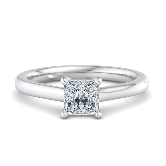 Bow Jewelry Princess Cut 1.5 Ct Moissanite Ring for Women - Engagement and Wedding Solitaire Ring - 14K White Gold Plated Jewelry - Beautiful Gift for Special Celebrations