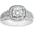 thumbnail image 1 of Bow Jewelry Radiant Cut Moissanite Ring - 2.5 Ct Halo Style Jewelry in 14K White Gold Plated with Four Prong Setting - Engagement Ring for Women, 1 of 3