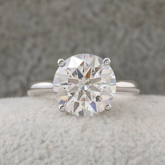 Bow Jewelry Solitaire Engagement Proposal Rings - 2.16 Ct Round Cut Moissanite Rings - 14K White Gold Plated Wedding Rings - Solo Stone Wedding Moissanite Ring - Valentine Rings