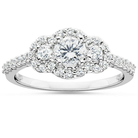 Bow Jewelry Wedding Cathedral Moissanite Ring – 1.7 Ct Heart Cut Moissanite – 14K White Gold Plated Ring for Women – Engagement Proposal Band – Anniversary Jewelry