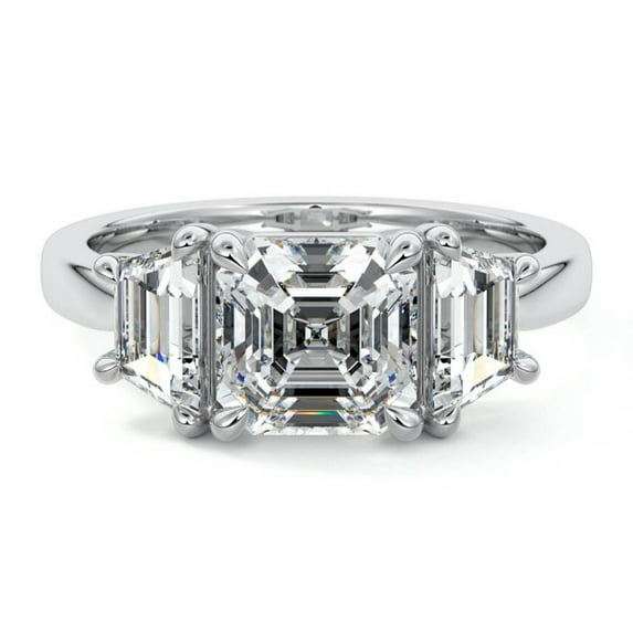 Bow Jewelry White Gold Plated 14K Moissanite Jewelry - Cushion Cut Excellent 1.8 Ct Moissanite Ring for Women - Multi Eternity Moissanite Ring - Double Halo Moissanite Rings for Her