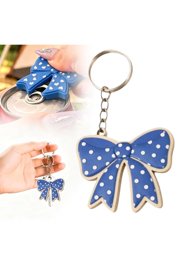 Bow Keychain Bottle Opener keychain tool – Portable Can Tab Opener & Beverage Keychain Tool, Cute Shape for Easy Bottle & Can Opening keychain tool