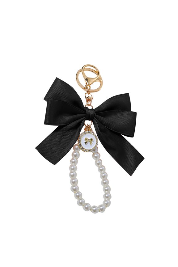 Bow Keychain Wristlet Imitation Pearl Key Wristlet Women Backpack Pendant Bow Key Chain