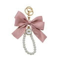 thumbnail image 1 of Bow Keychain Wristlet Imitation Pearl Key Wristlet Women Backpack Pendant Bow Key Chain, 1 of 2