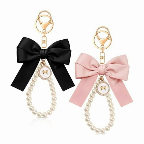 Bow Keychain with Pearl for Bogg Bag Accessories, Cute Keychain Decorative Charms for Bogg Bag