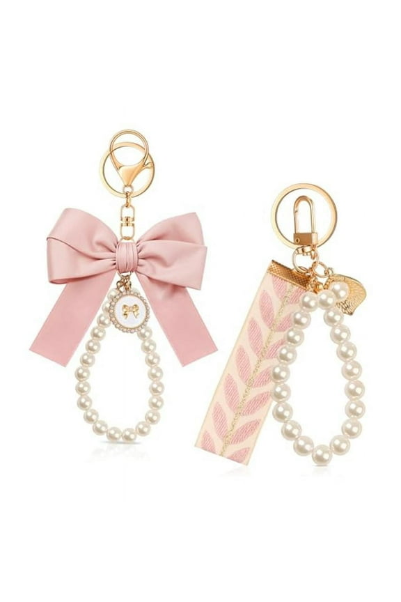 Bow Keychain with Pearl for Bogg Bag Accessories, Cute Keychain Decorative Charms for Bogg Bag
